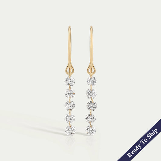 Lab Grown Round Diamond Wire Hook Back Dangle Earrings Earring