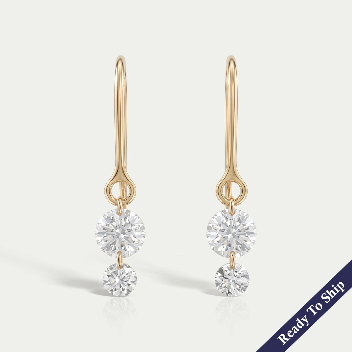 Round Lab Diamond Wire Hook Back Drop Earrings