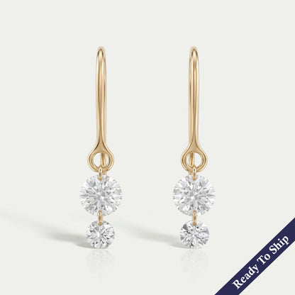 Round Lab Diamond Wire Hook Back Drop Earrings