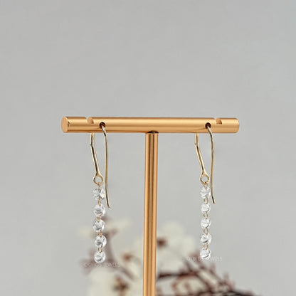 Lab Grown Round Diamond Wire Hook Back Dangle Earrings Earring