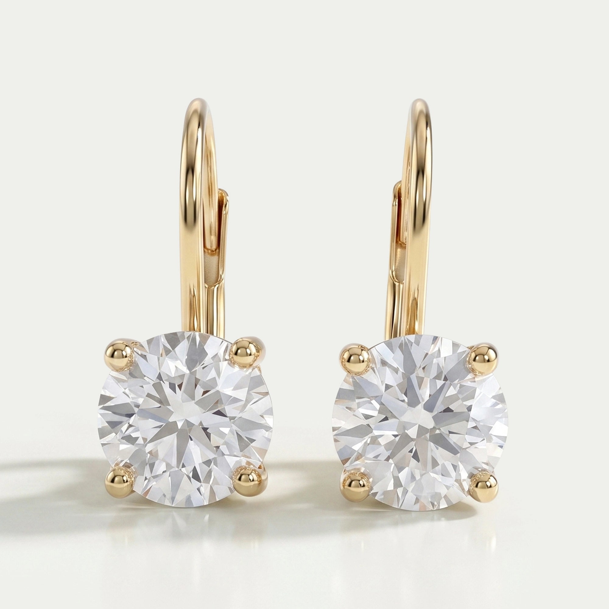 Round Diamond Solitaire Drop Earrings