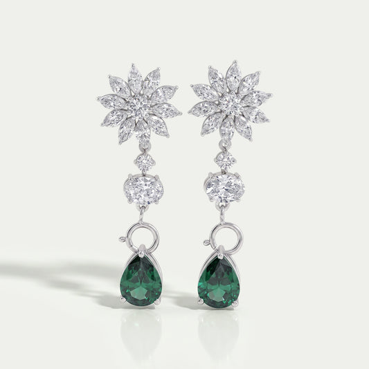 Drop Earring With Pear And Marquise Shape Diamond Earrings