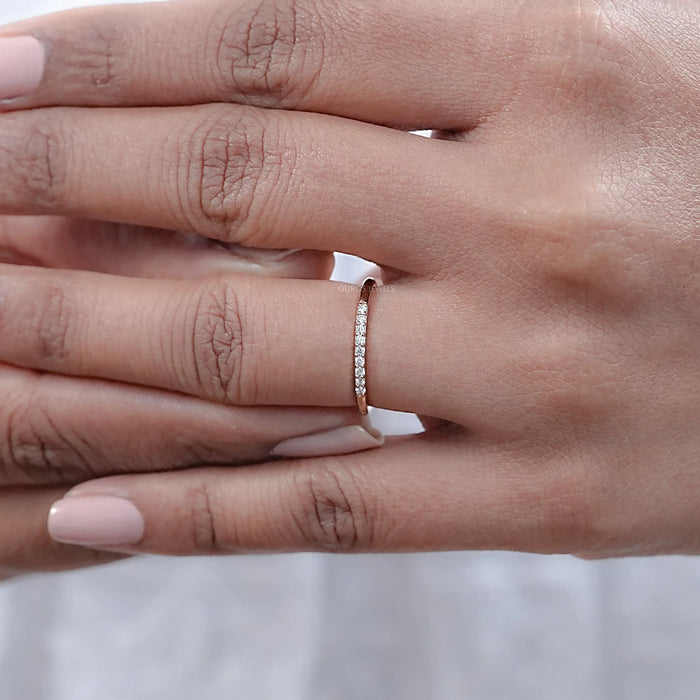 Round Lab Diamond Pave Set Wedding Band