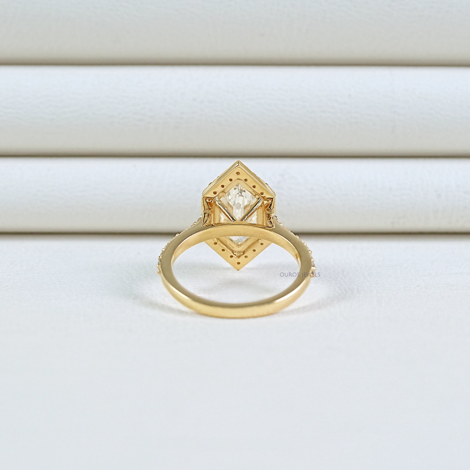 Step Cut Dutch Marquise Diamond Halo Accent Ring Ring