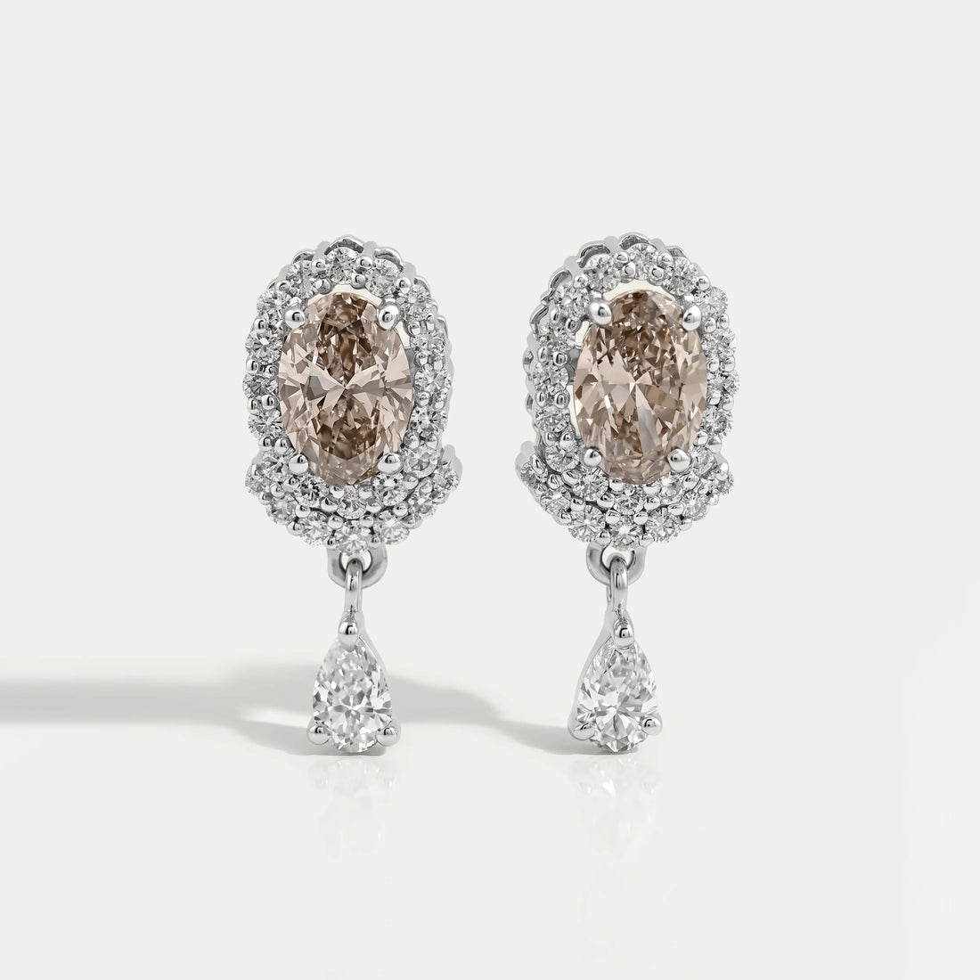 Olive Oval Cut Lab Diamond Drop Earrings