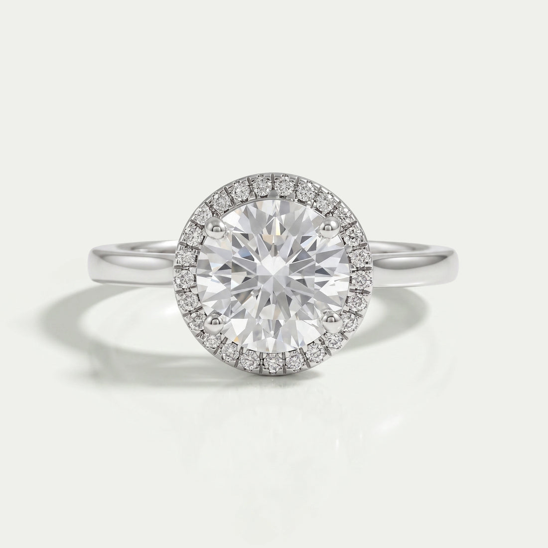 Round Brilliant Cut Halo Diamond Solitaire Engagement Ring Ring