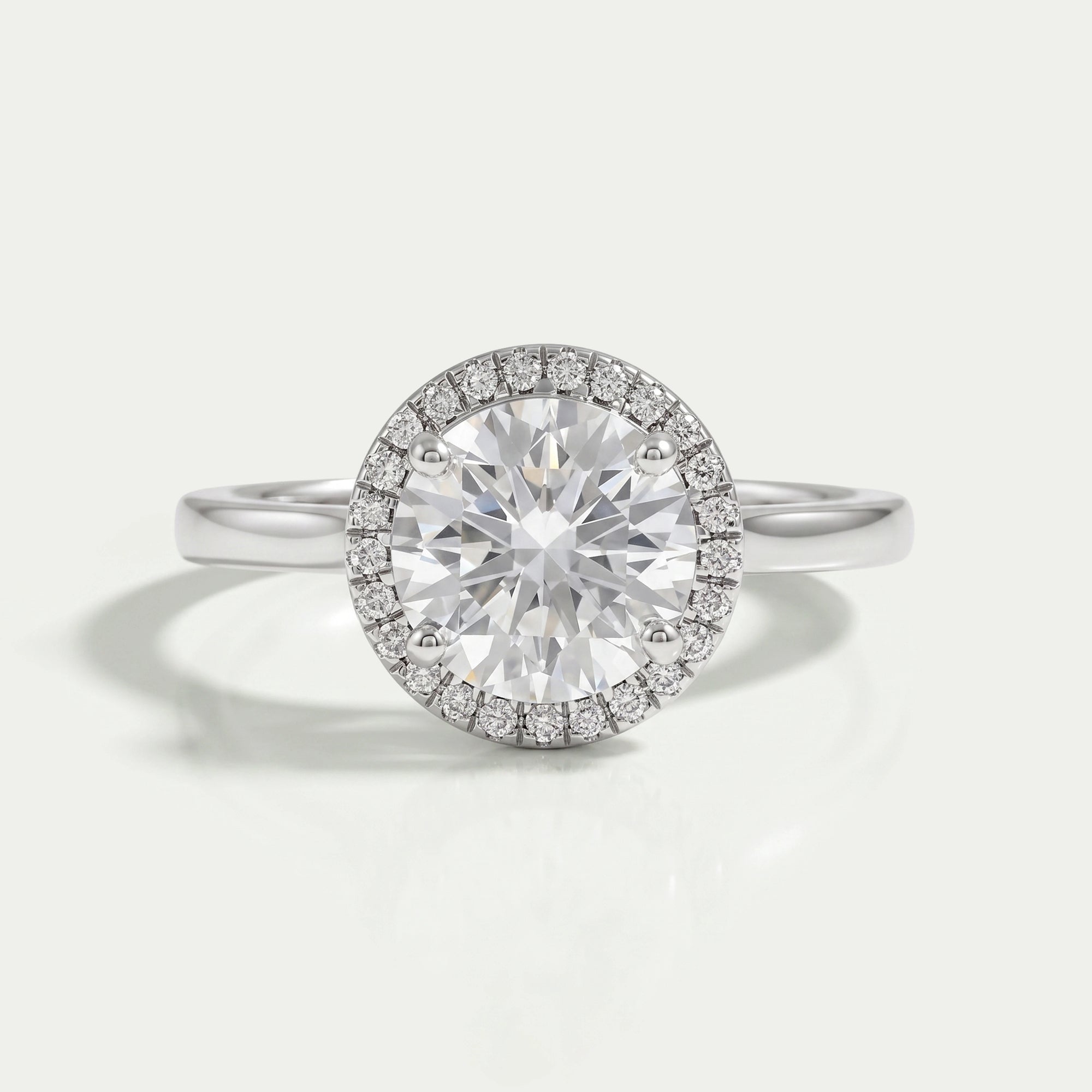 Round Brilliant Cut Halo Diamond Solitaire Engagement Ring Ring