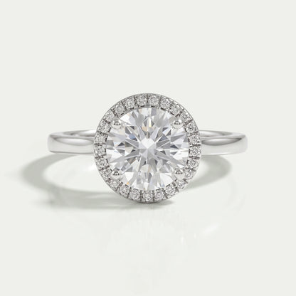 Round Brilliant Cut Halo Diamond Solitaire Engagement Ring Ring