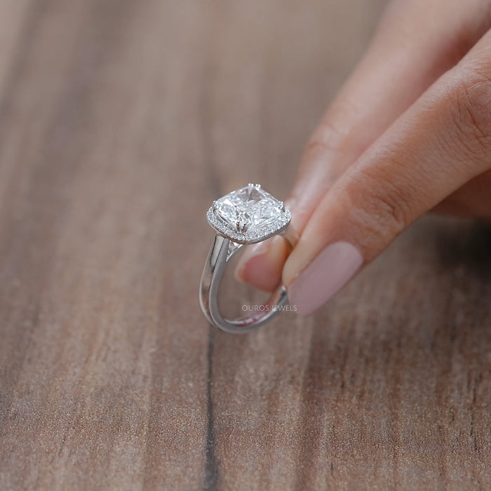 Cushion Lab Grown Diamond Halo Engagement Ring