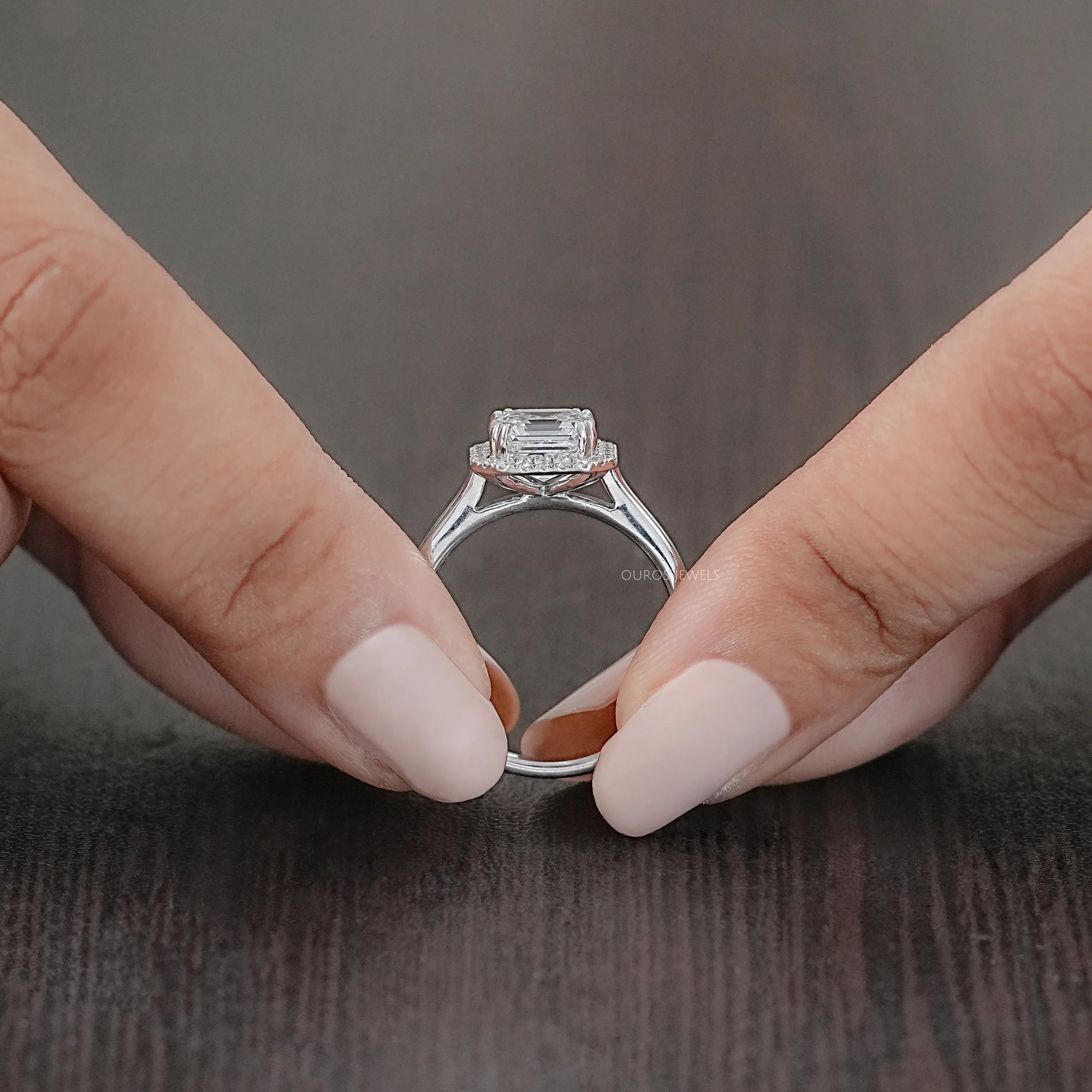 Asscher Cut Lab Diamond Halo Solitaire Engagement Ring Rings