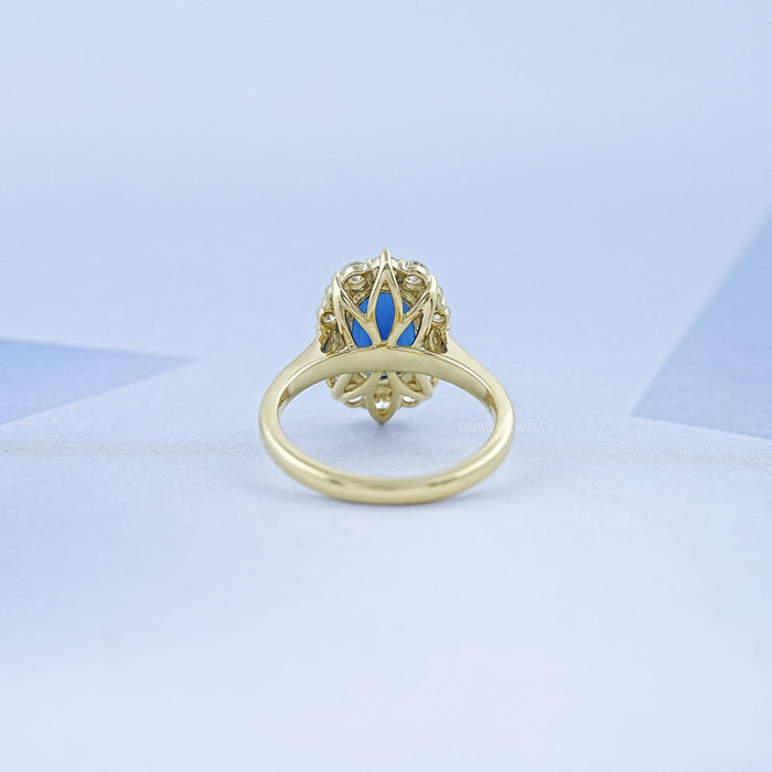 Sapphire Oval Gemstone Halo Engagement Ring