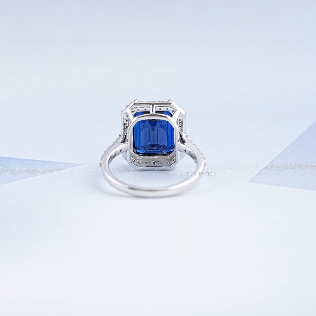 Emerald Shape Sapphire Halo Engagement Ring Ring