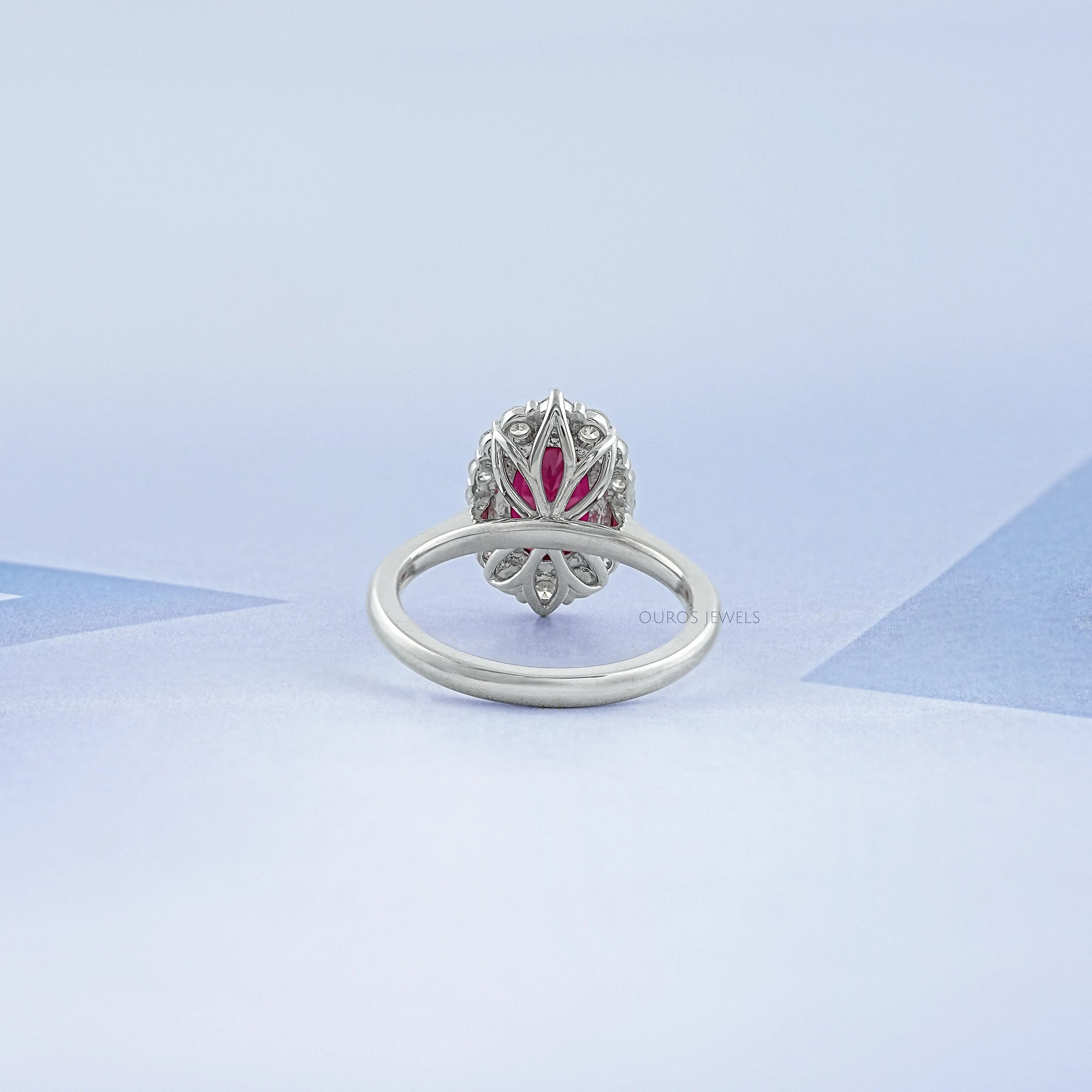 Oval Gemstone Halo Engagement Ring