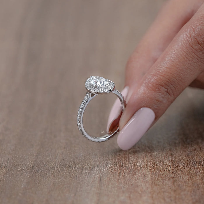 Pear Lab Diamond Halo Eternity Wedding Ring