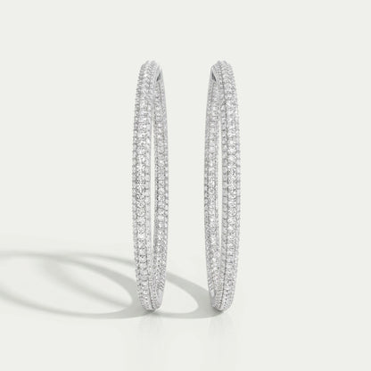 Micro Pave Round Diamond Hoop Earrings Earring