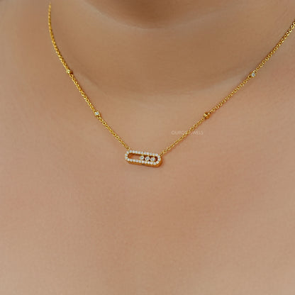 Movable Lab Diamond Paperclip Pendant