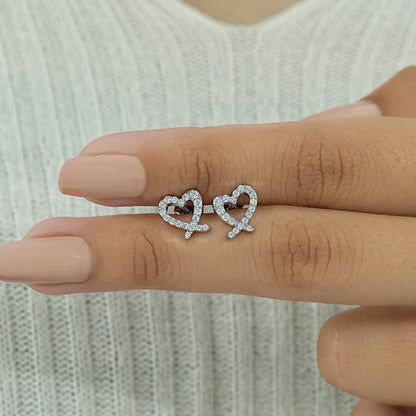 Open Heart Shape Round Diamond Stud Earrings Earrings