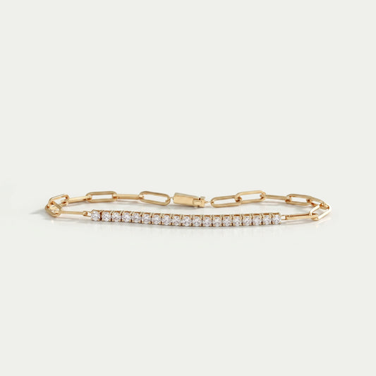 Round Cut Lab Grown Diamond Link Bar Bracelet Bracelet