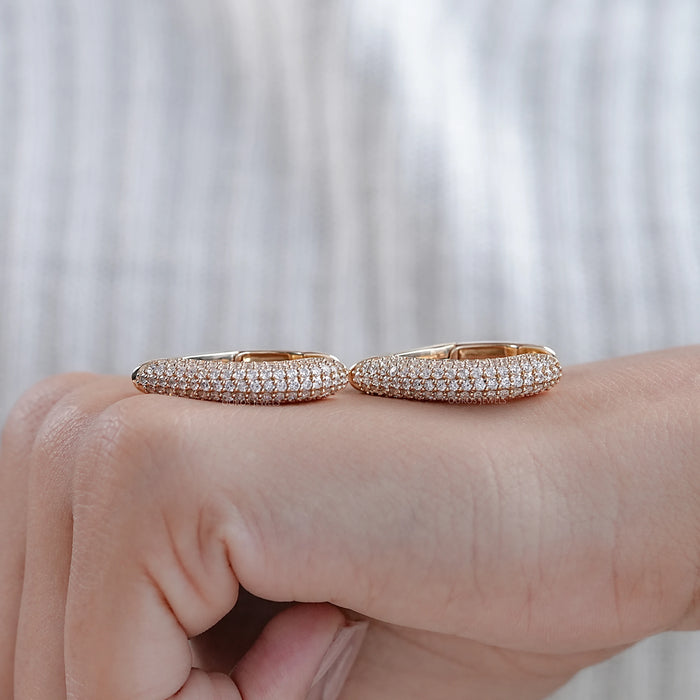 Round Cut Lab Grown Diamond Pave Set Hoop Earrings 