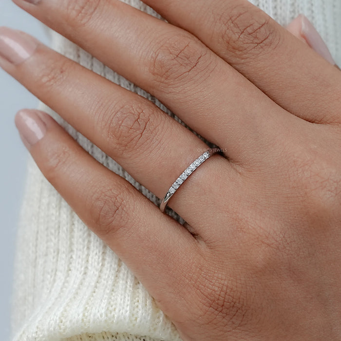 Round Lab Diamond Pave Set Wedding Band