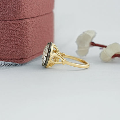 Round Diamond Black Enamel Solitaire Ring Ring