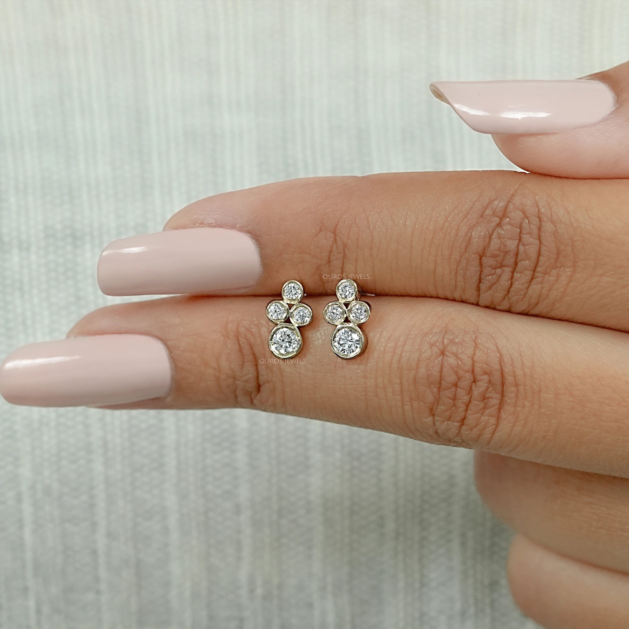 Round Diamond Bezel Set Stud Earrings Earring