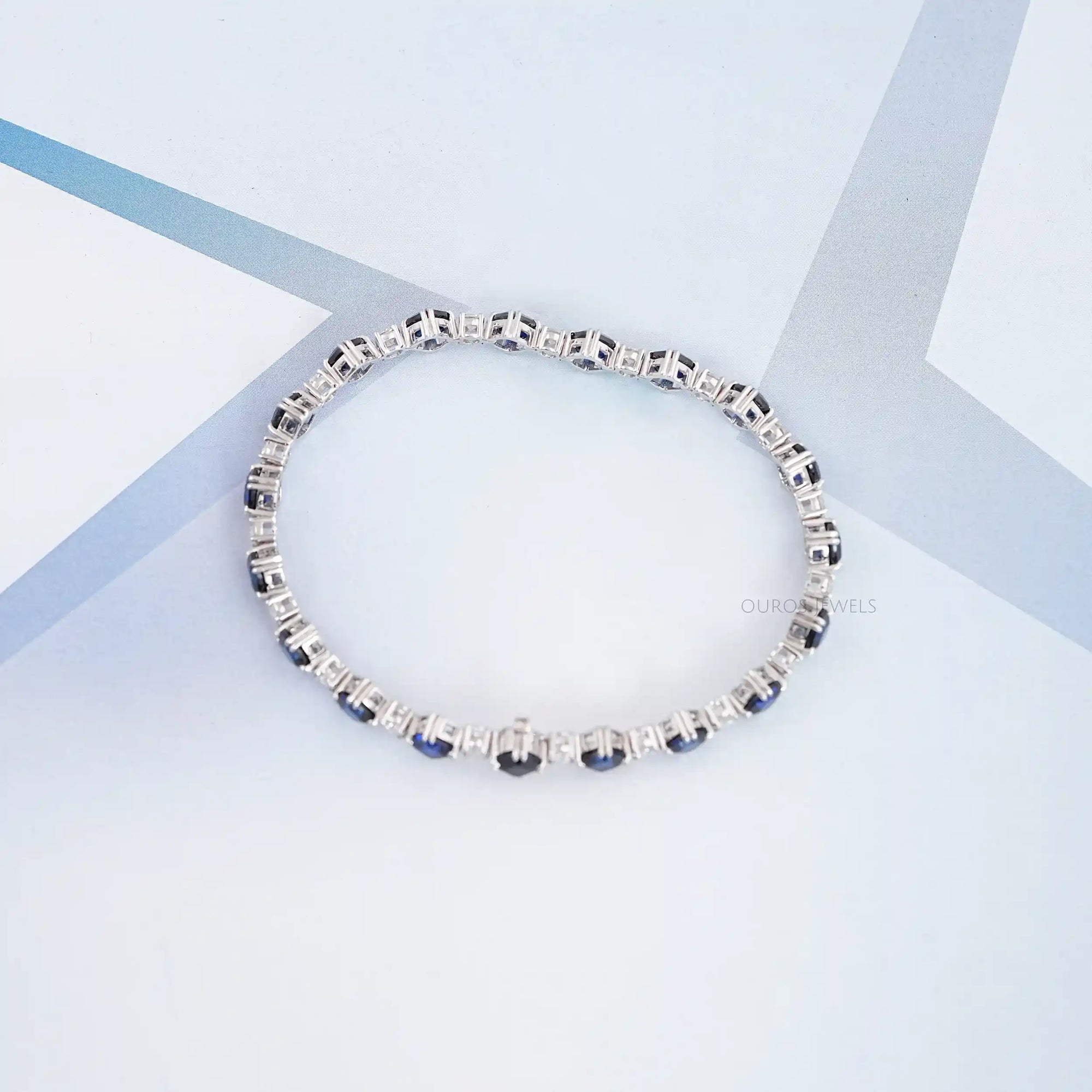 Sapphire Cushion Cut Lab Grown Gemstone Bracelet Bracelet