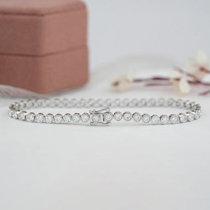 3.00 MM Round Lab Diamond Bezel Set Tennis Bracelet Bracelet