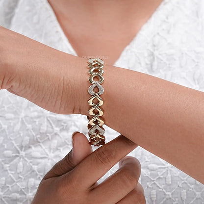 Pave Set Heart Link Bracelet Bracelet