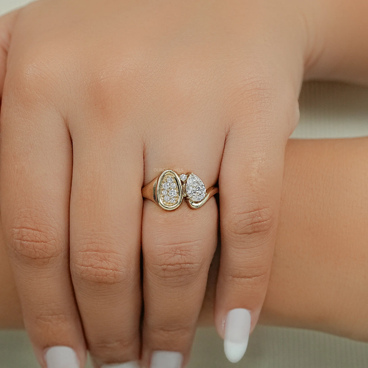 Toi Et Moi Pear Lab Grown Diamond Bypass Engagement Ring