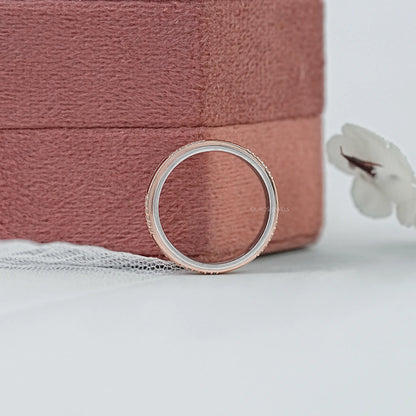 Two Tone Round Diamond Men's Band Ring