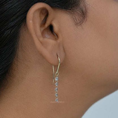 Lab Grown Round Diamond Wire Hook Back Dangle Earrings Earring