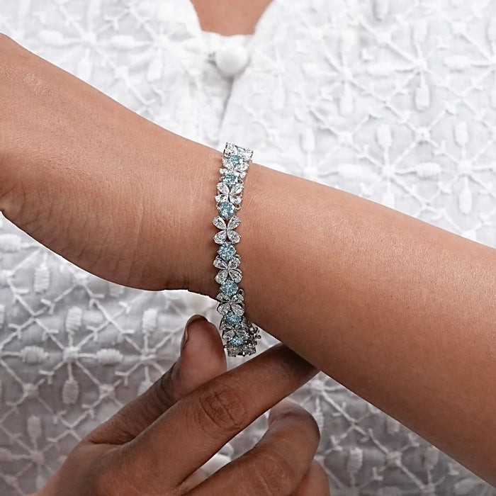 Pear Shaped Diamond Flower Bracelet