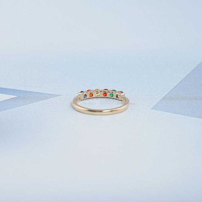 Rainbow Multi-colored Six Stone Band 