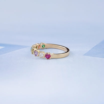 Rainbow Multi-colored Six Stone Band 