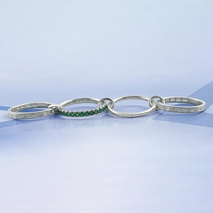 Interlink Natural Round Gemstone Wedding Band