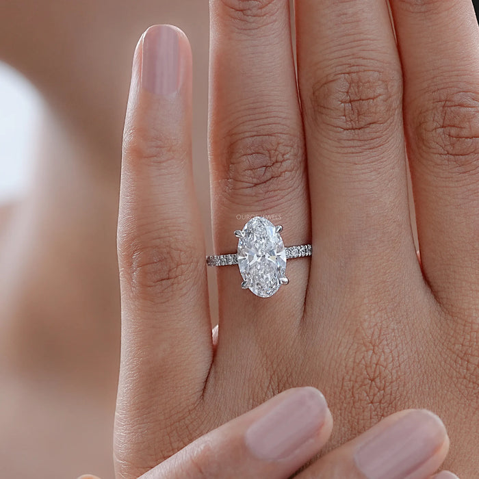 Oval Solitaire with Diamond Accents Engagement Ring
