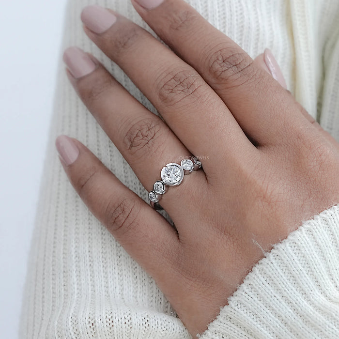 Five Stone Round Diamond Bezel Wedding Band