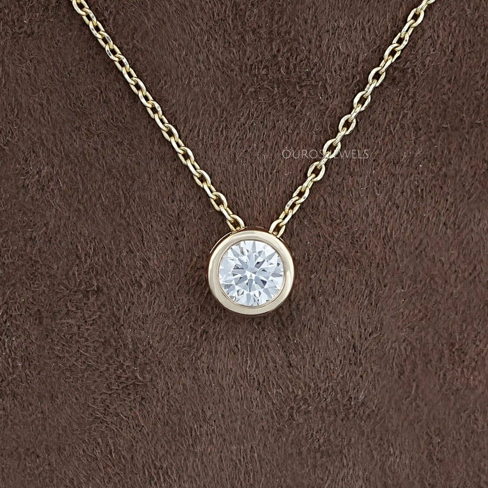 Yellow Gold Bezel-Set Round Diamond Necklace