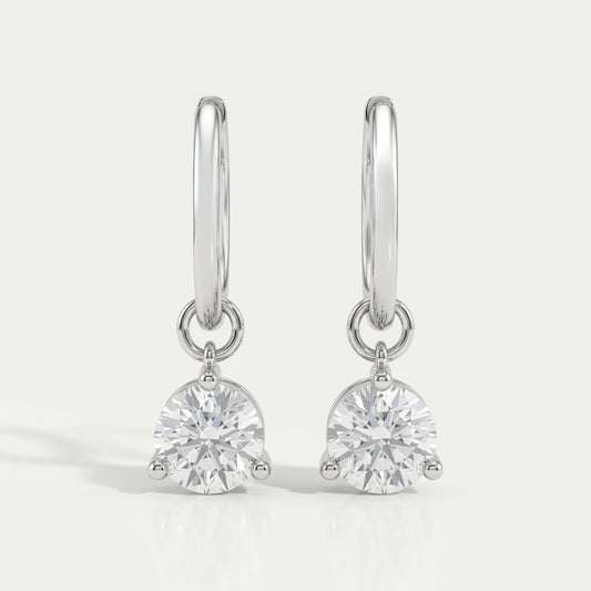 Round Lab Diamond Dangle Hoop Earrings Earrings