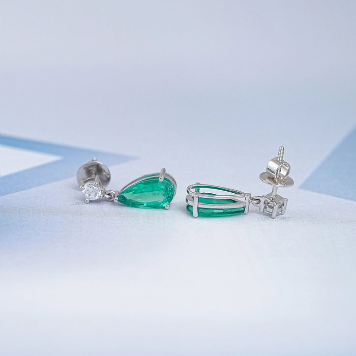 Green Pear Gemstone Drop Earrings