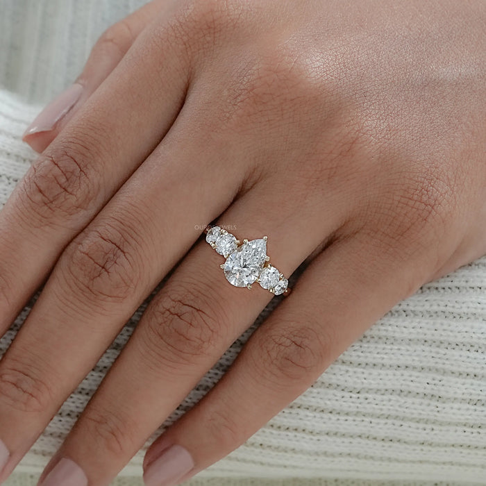 Pear And Round Diamond Five Stone Engagement Ring