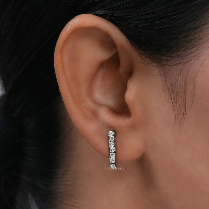 Round Lab Grown Diamond Linear Drop Earring