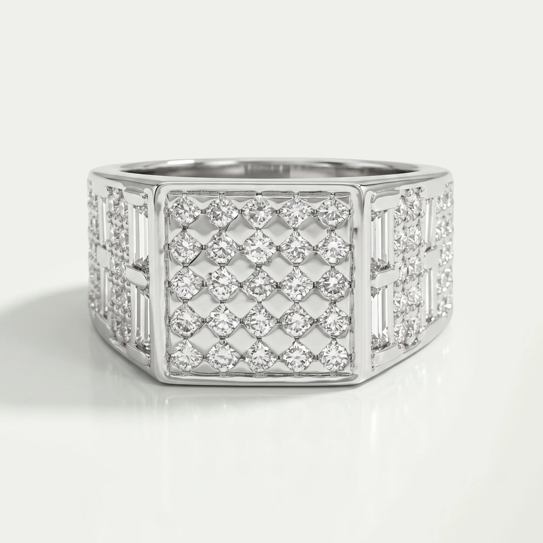 Grid Cluster Diamond Ring For Men's Rings