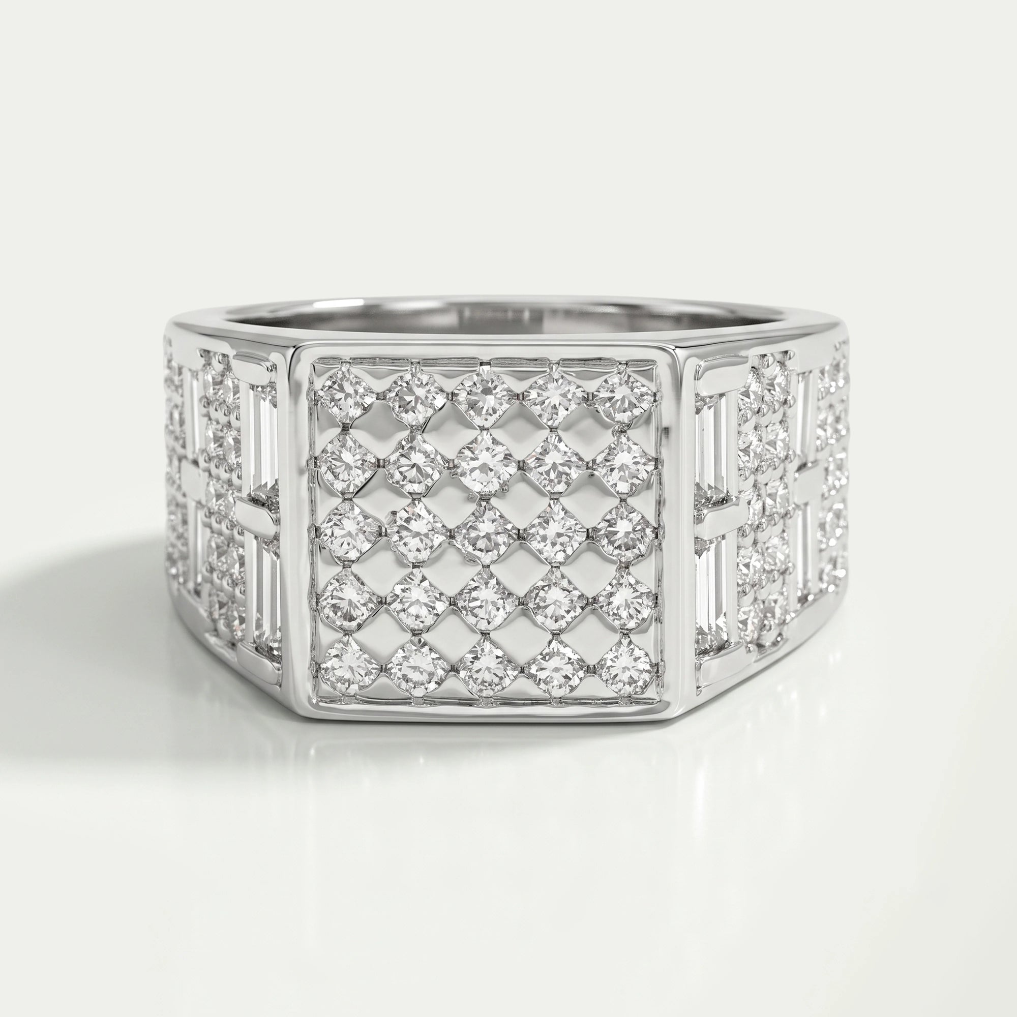 Grid Cluster Diamond Ring For Men's Rings
