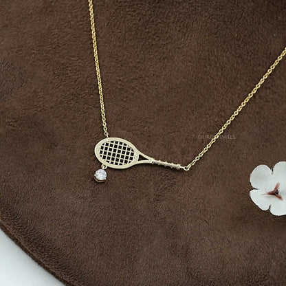 Tennis Racket Lab Diamond Pendant