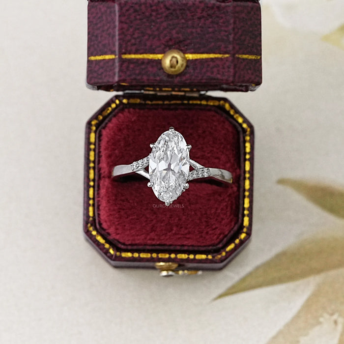 Split Shank Old Mine Moval Cut Diamond Engagement Ring 