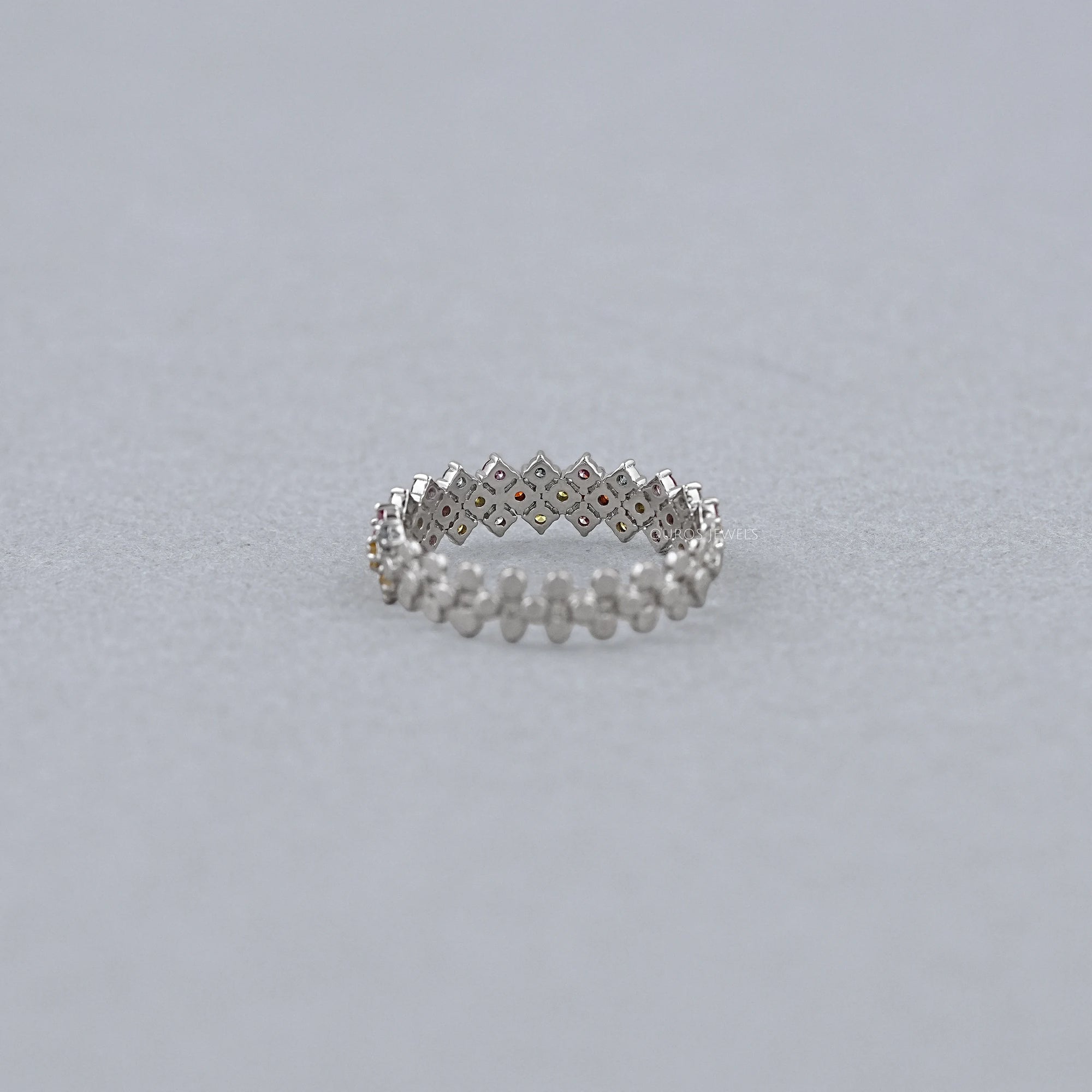 Fancy Color Round Cut Half Wedding Band