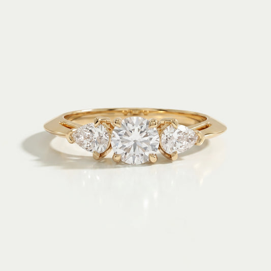 3 Stone Round Cut Lab Diamond Engagement Ring Rings