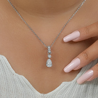 Pear Shaped Three Stone Diamond Pendant